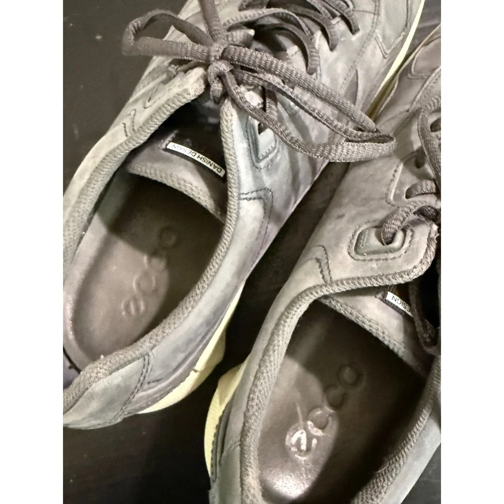 ECCO Mens Soft Nubuck Leather Low Top Sneakers Charcoal Grey EU 45